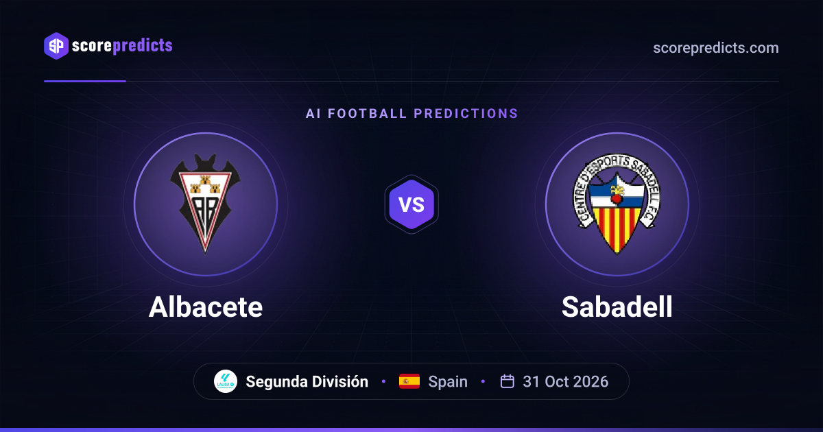 Albacete vs Sabadell Prediction, H2H & Stats - 31 Oct 2026